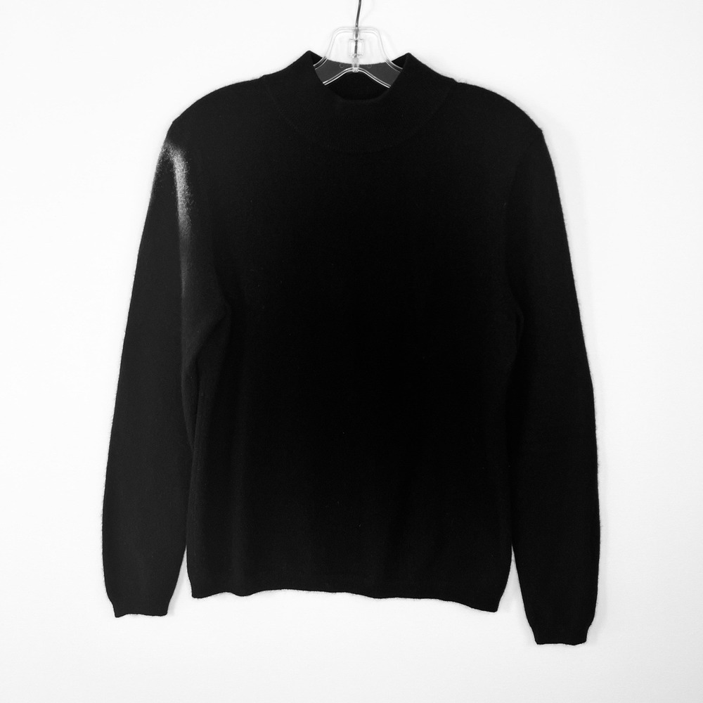 PRIVE Black 100% Cashmere Quiet Luxury‎ Old Money Cozy Soft Sweater Size Large